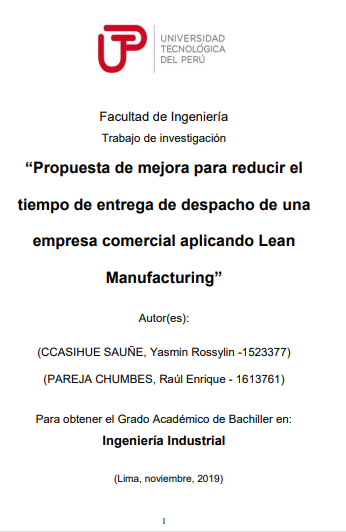 Propuesta de mejora para reducir el tiempo de entrega de despacho de ...