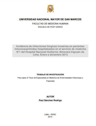 Incidencia de infecciones fúngicas invasivas en pacientes inmunosuprimidos