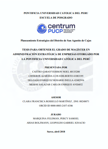 Planeamiento estratégico del distrito de San Agustín de Cajas