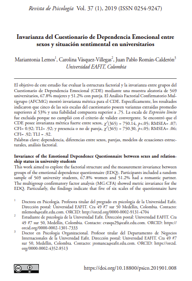 Invarianza del Cuestionario de Dependencia Emocional entre sexos y situación sentimental en universitarios