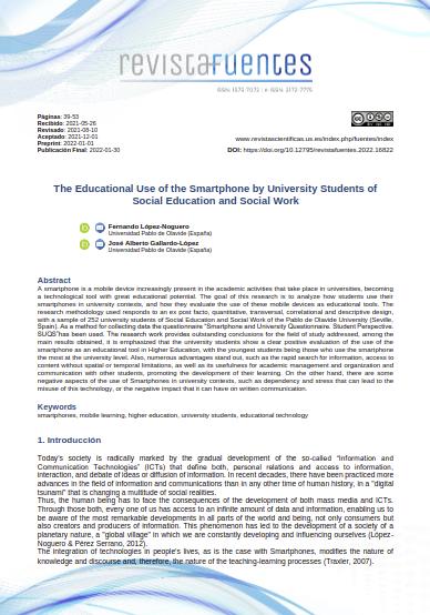 The Educational Use of the Smartphone by University Students of Social Education and Social Work