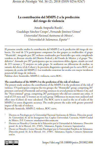 La contribución del MMPI-2 a la predicción del riesgo de violencia