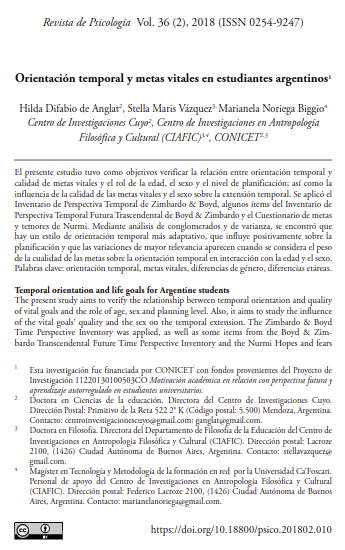 Orientación temporal y metas vitales en estudiantes argentinos