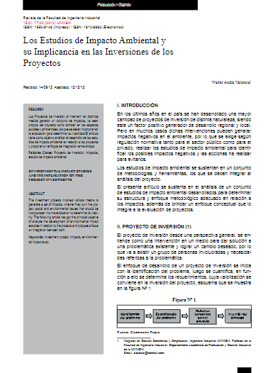 Los Estudios de Impacto Ambiental y su Implicancia en las Inversiones de los Proyectos