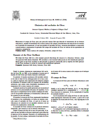 Dinámica del oscilador de Dirac