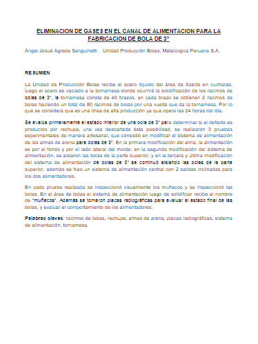 Eliminación de gases en el canal de alimentación para la fabricación de bola de 3&quot;