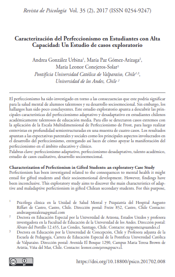 Caracterización del Perfeccionismo en Estudiantes con Alta Capacidad: Un Estudio de casos exploratorio