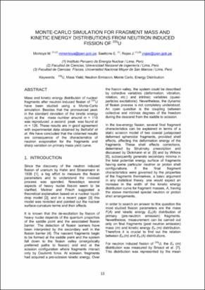 MONTE-CARLO SIMULATION FOR FRAGMENT MASS AND KINETIC ENERGY