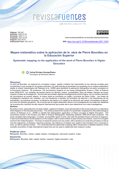 Mapeo sistemático sobre la aplicación de la obra de Pierre Bourdieu en la Educación Superior