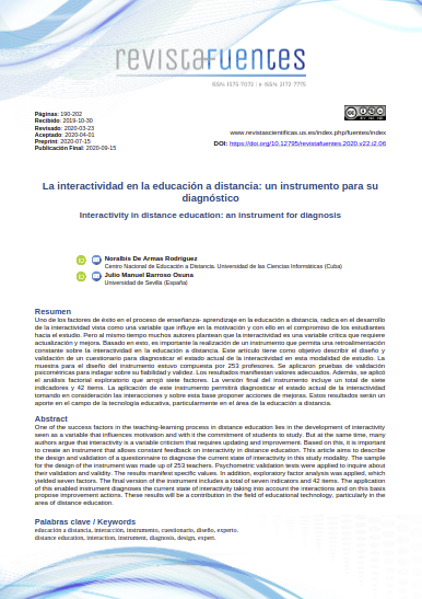 La interactividad en la educación a distancia: un instrumento para su diagnóstico