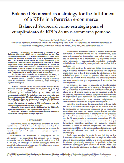 Balanced Scorecard como estrategia para el cumplimiento de KPI's de un e-commerce peruano