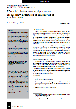 Efecto de la información en el proceso de producción y distribución de una empresa de metalmecánica
