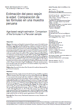 Estimación del peso según la edad. Comparación de las fórmulas en una muestra peruana