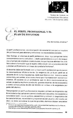 El Perfil Profesional y el Plan de Estudio