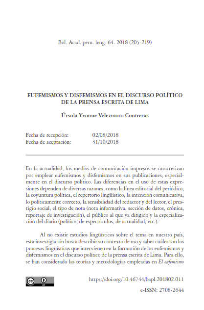 Eufemismos y disfemismos en el discurso político de la prensa escrita de Lima