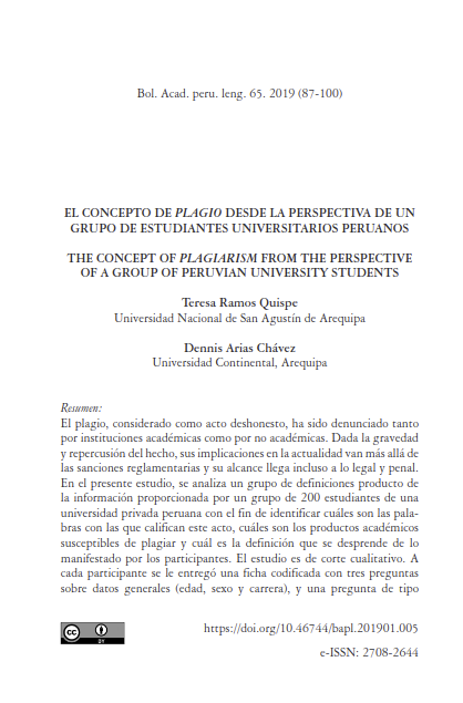 El concepto de plagio desde la perspectiva de un grupo de estudiantes universitarios peruanos