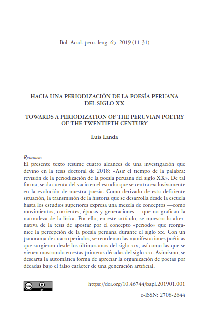 Hacia una periodización de la poesía peruana del siglo XX