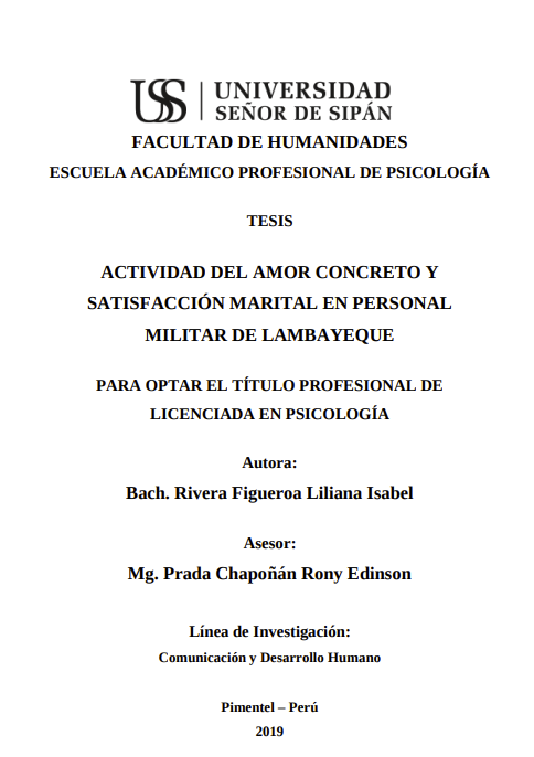 Actividad del amor concreto y satisfacción marital en personal militar de Lambayeque