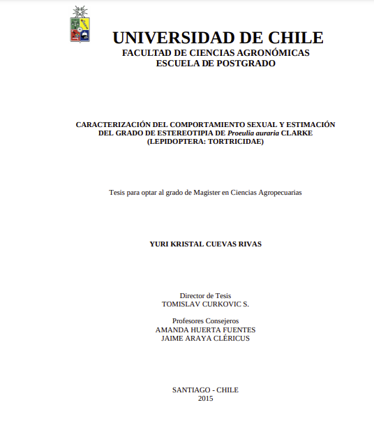 Caracterización del comportamiento sexual y la estimación del grado de estereotipia de Proeulia auraria Clarke