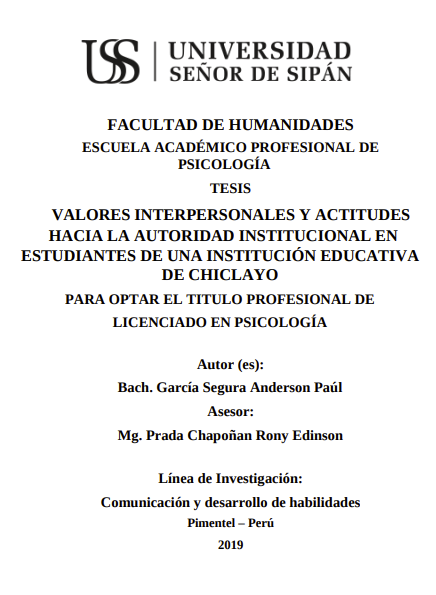 Valores interpersonales y actitudes hacia la autoridad institucional en estudiantes de una institución educativa de Chiclayo