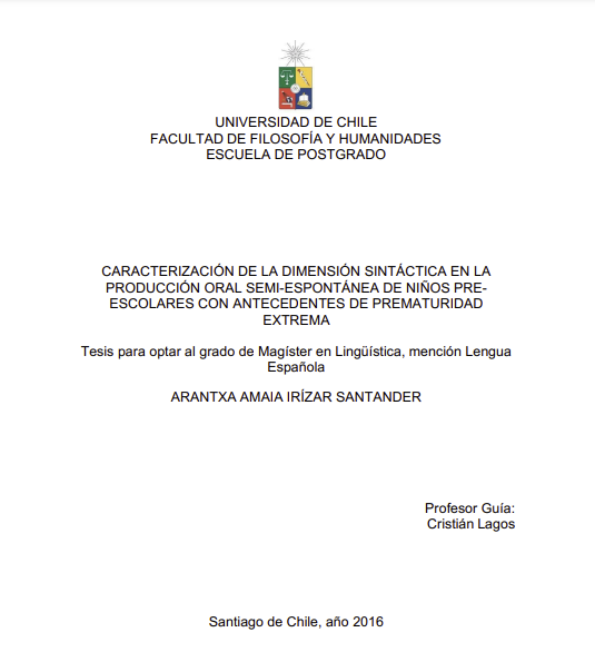 Caracterización de la dimensión sintáctica en la producción oral semi-espontánea de niños pre-escolares