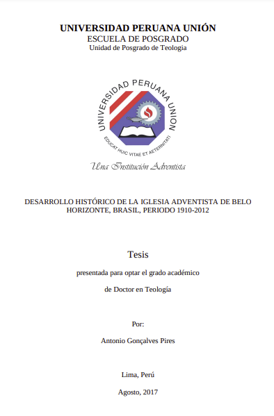 Desarrollo histórico de la Iglesia Adventista de Belo Horizonte, Brasil, periodo 1910-2012