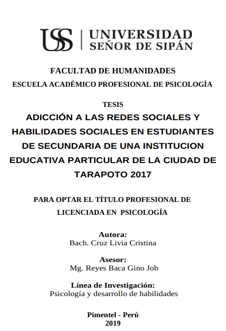 Adicción a las redes sociales y habilidades sociales en estudiantes de secundaria de una institución educativa particular