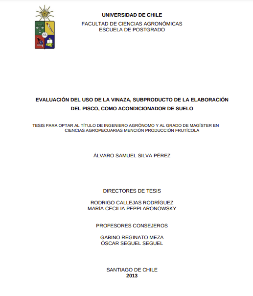 Evaluación del uso de la vinaza, subproducto de la elaboración del pisco, como acondicionador de suelo