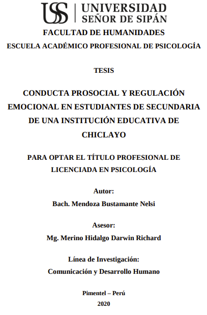 Conducta prosocial y regulación emocional en estudiantes de secundaria de una institución educativa de Chiclayo