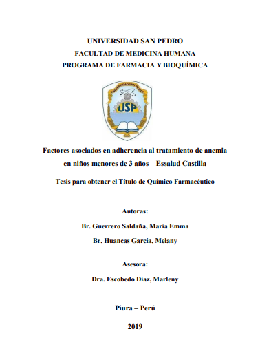 Factores asociados en adherencia al tratamiento de anemia en niños menores de 3 años - EsSalud Castilla