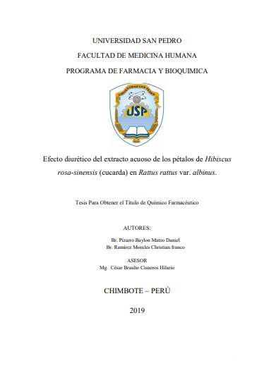 Efecto diurético del extracto acuoso de los pétalos de Hibiscus rosa-sinensis (cucarda) en Rattus rattus var. albinus.