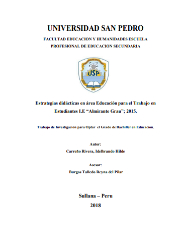 Estrategias didácticas en área Educación para el Trabajo en Estudiantes I.E Almirante Grau 2015