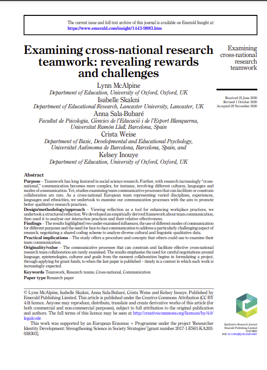 Examining cross-national research teamwork: revealing rewards and challenges