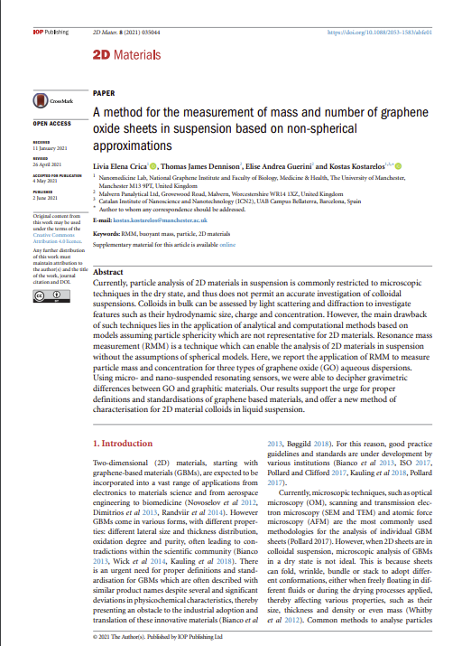 A method for the measurement of mass and number of graphene oxide sheets in suspension based on non-spherical approximations