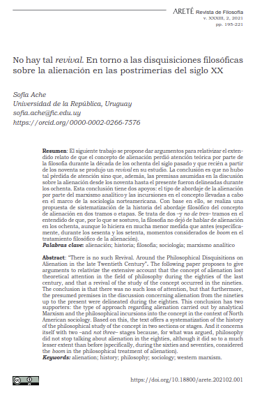 No hay tal revival. En torno a las disquisiciones filosóficas sobre la alienación en las postrimerías del siglo XX