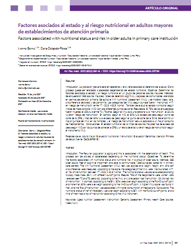 Factores asociados al estado y al riesgo nutricional en adultos mayores de establecimientos de atención primaria