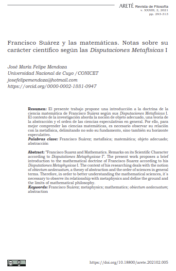 Francisco Suárez y las matemáticas. Notas sobre su carácter científico según las Disputaciones Metafísicas I