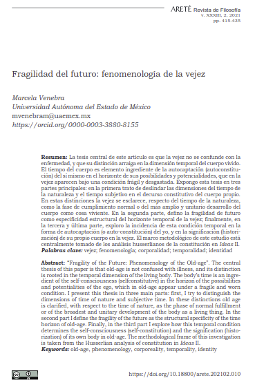 Fragilidad del futuro: fenomenología de la vejez