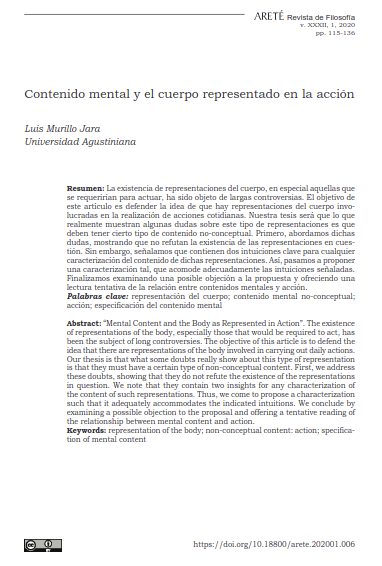 Contenido mental y el cuerpo representado en la acción