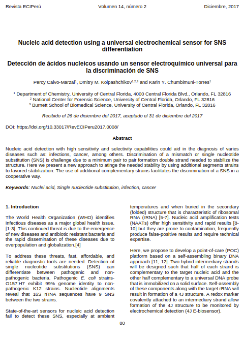 Nucleic acid detection using a universal electrochemical sensor for SNS differentiation