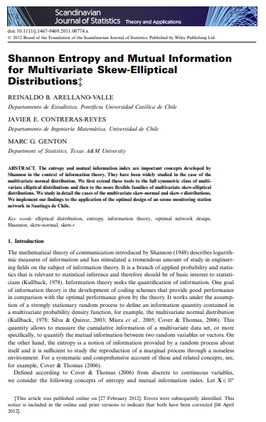 Shannon Entropy and Mutual Information for Multivariate Skew-Elliptical Distributions