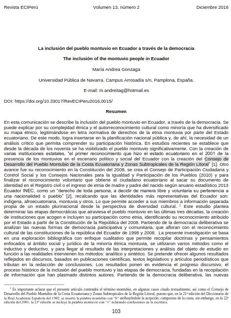 La inclusión del pueblo montuvio en Ecuador a través de la democracia