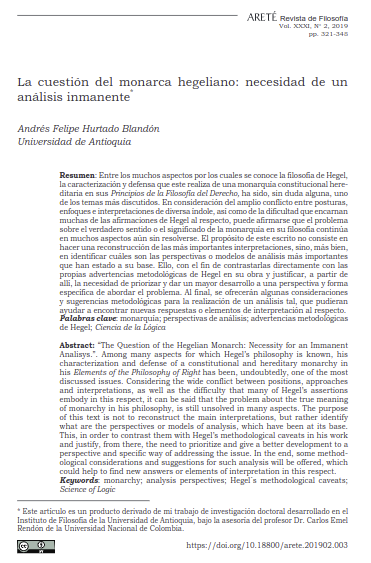 La cuestión del monarca hegeliano: necesidad de un análisis inmanente