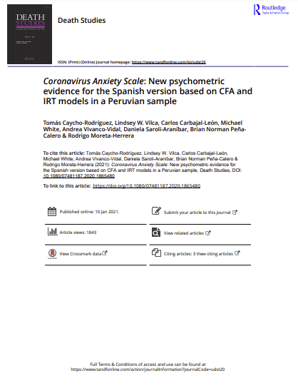 Coronavirus Anxiety Scale: New psychometric evidence for the Spanish version based on CFA and IRT models in a Peruvian sample