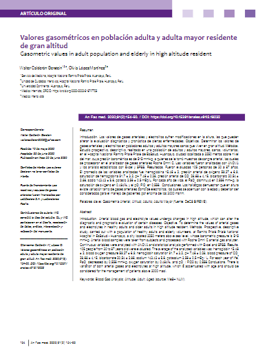 Valores gasométricos en población adulta y adulta mayor residente de gran altitud