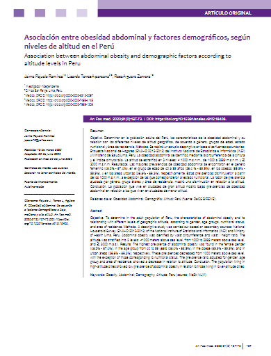 Asociación entre obesidad abdominal y factores demográficos, según niveles de altitud en el Perú
