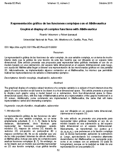 Representación gráfica de las funciones complejas con el Mathematica