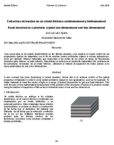 Estructura de bandas en un cristal fotónico unidimensional y bidimensional