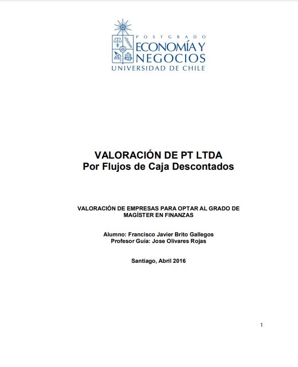 Valoración de PT Ltda. : por flujos de caja descontados