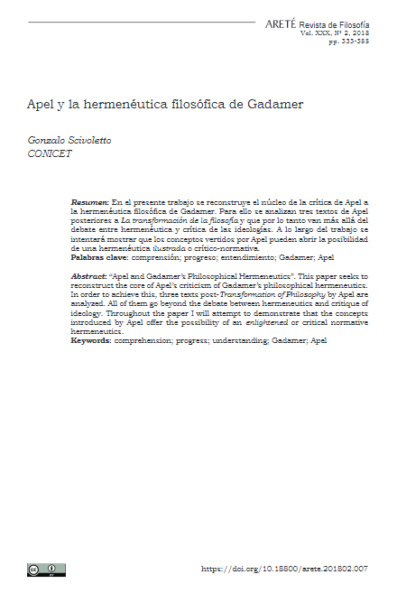 Apel y la hermenéutica filosófica de Gadamer
